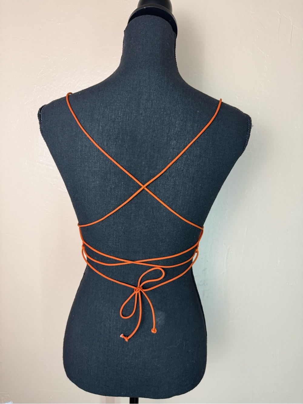 Orange Crisscross Lace-Up backless Crop Top -